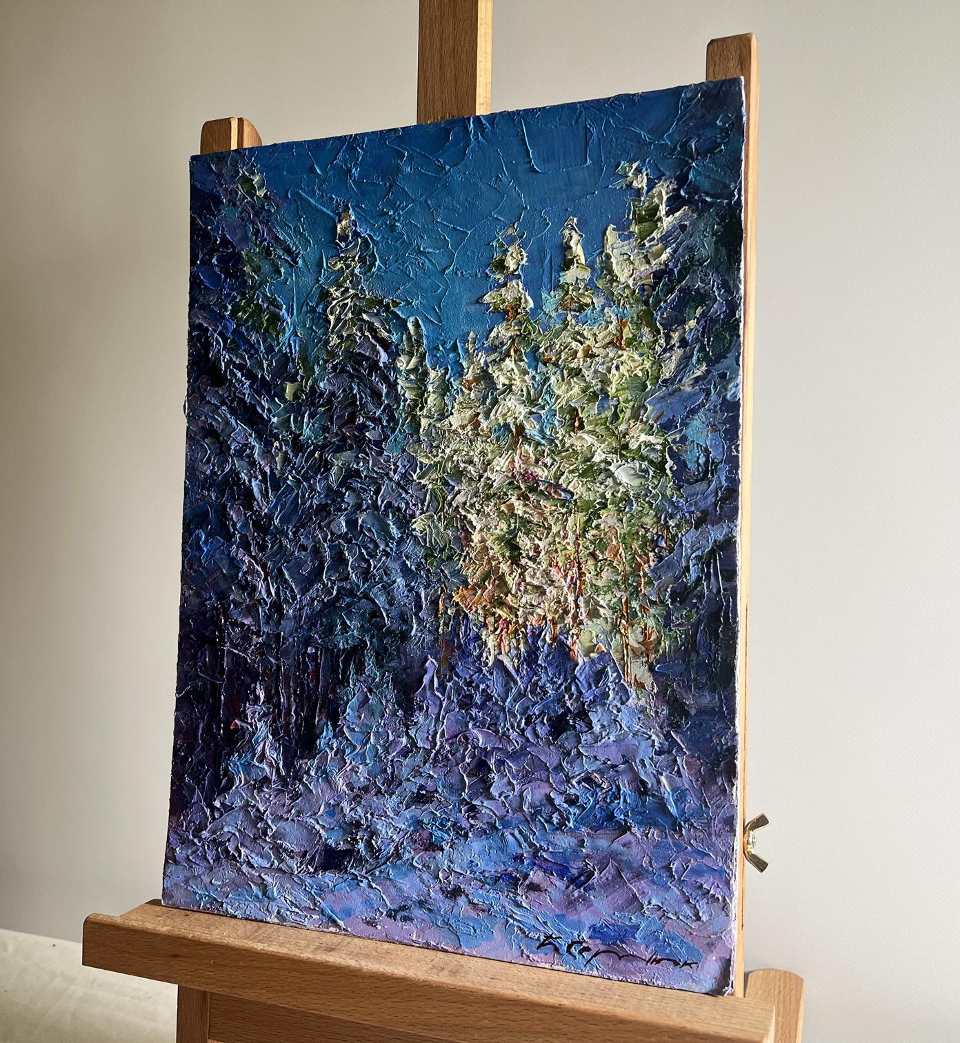 Oil painting Winter in the forest by Boris Serdyuk snowy scene