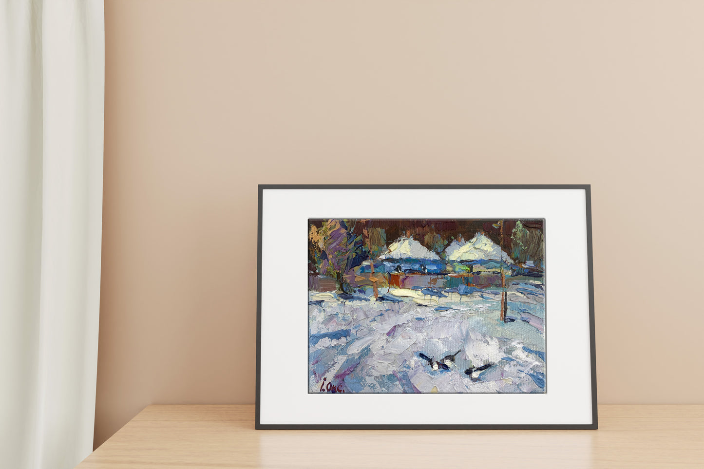 Oil painting Winter evening 