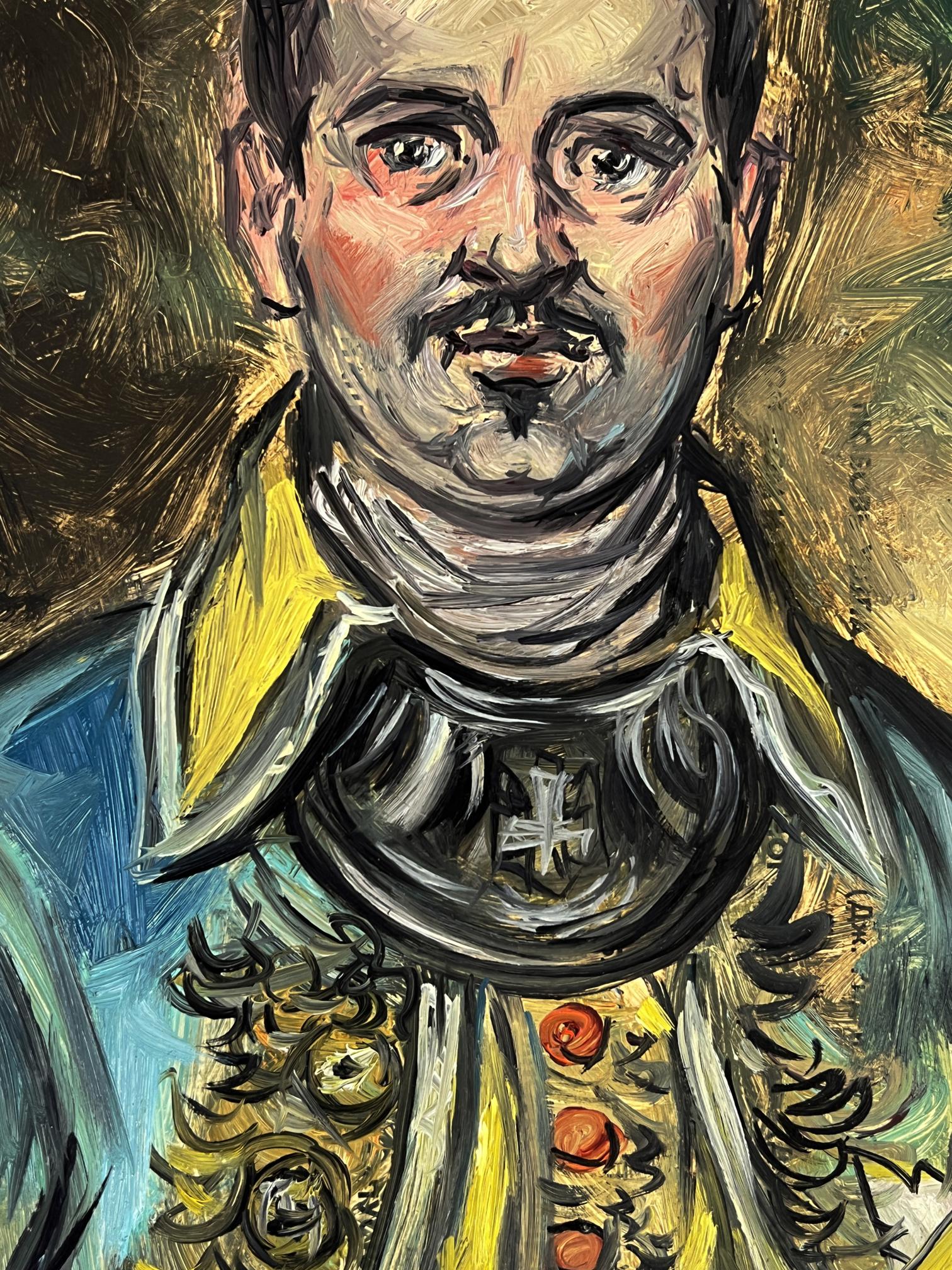 Oil painting of man in military suit by Alexander Litvinov