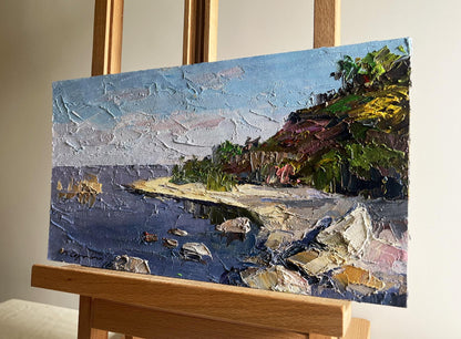 Oil painting Summer day by the shore by Boris Serdyuk coastal scene