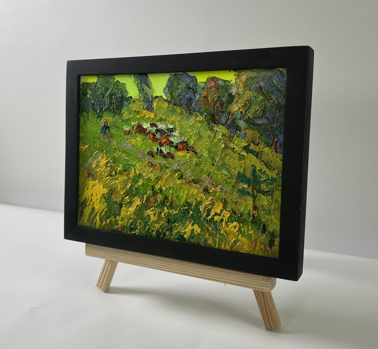 Oil painting Walk through the Meadows by Oksana Ivanyuk on wooden easel