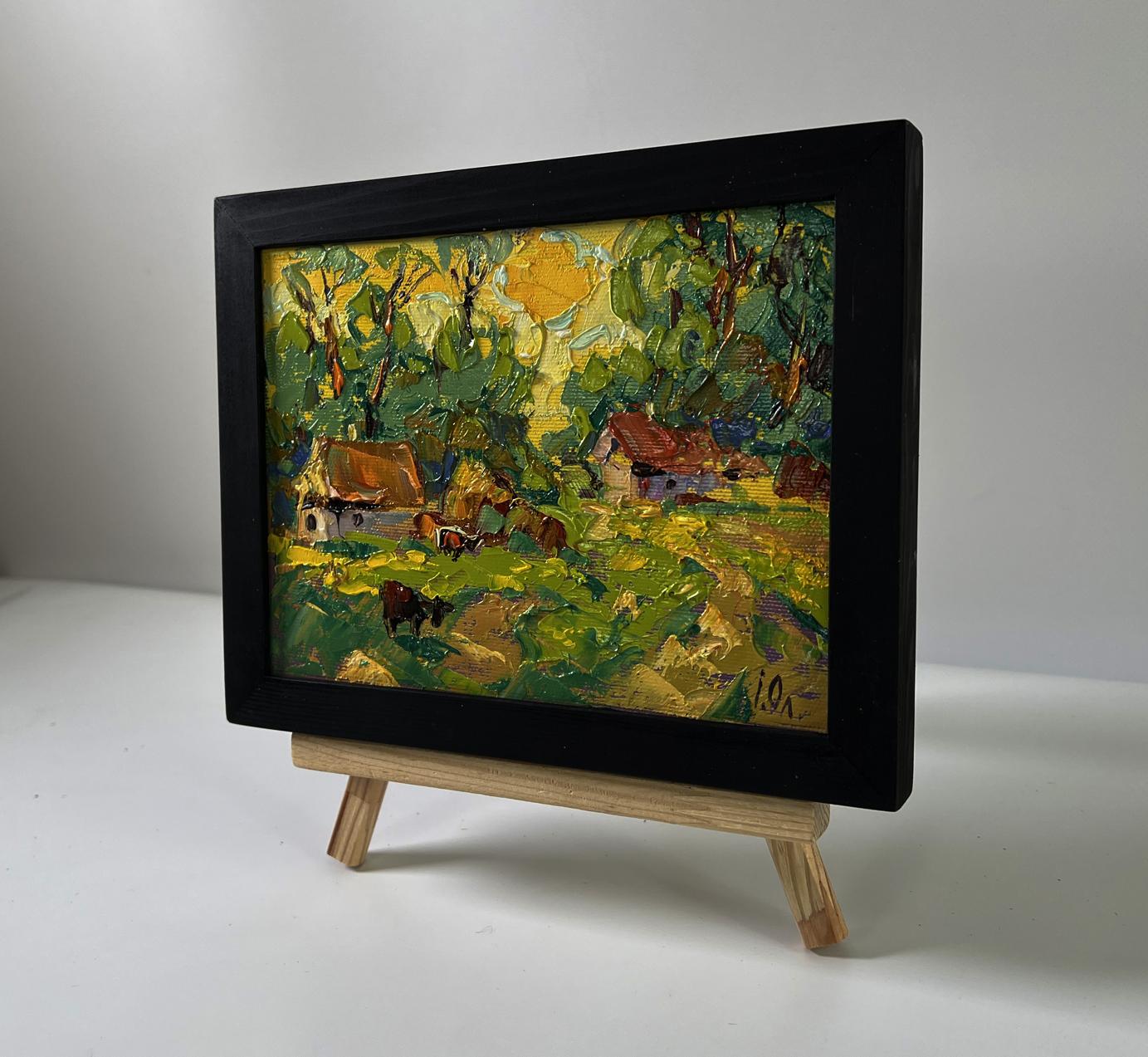 Oil painting A sunny country day by Oleksiy Ivanyuk rural scene