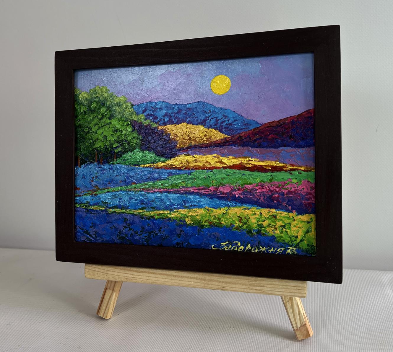 Oil painting Summer flower meadows by V. Zadorozhnya in wooden frame