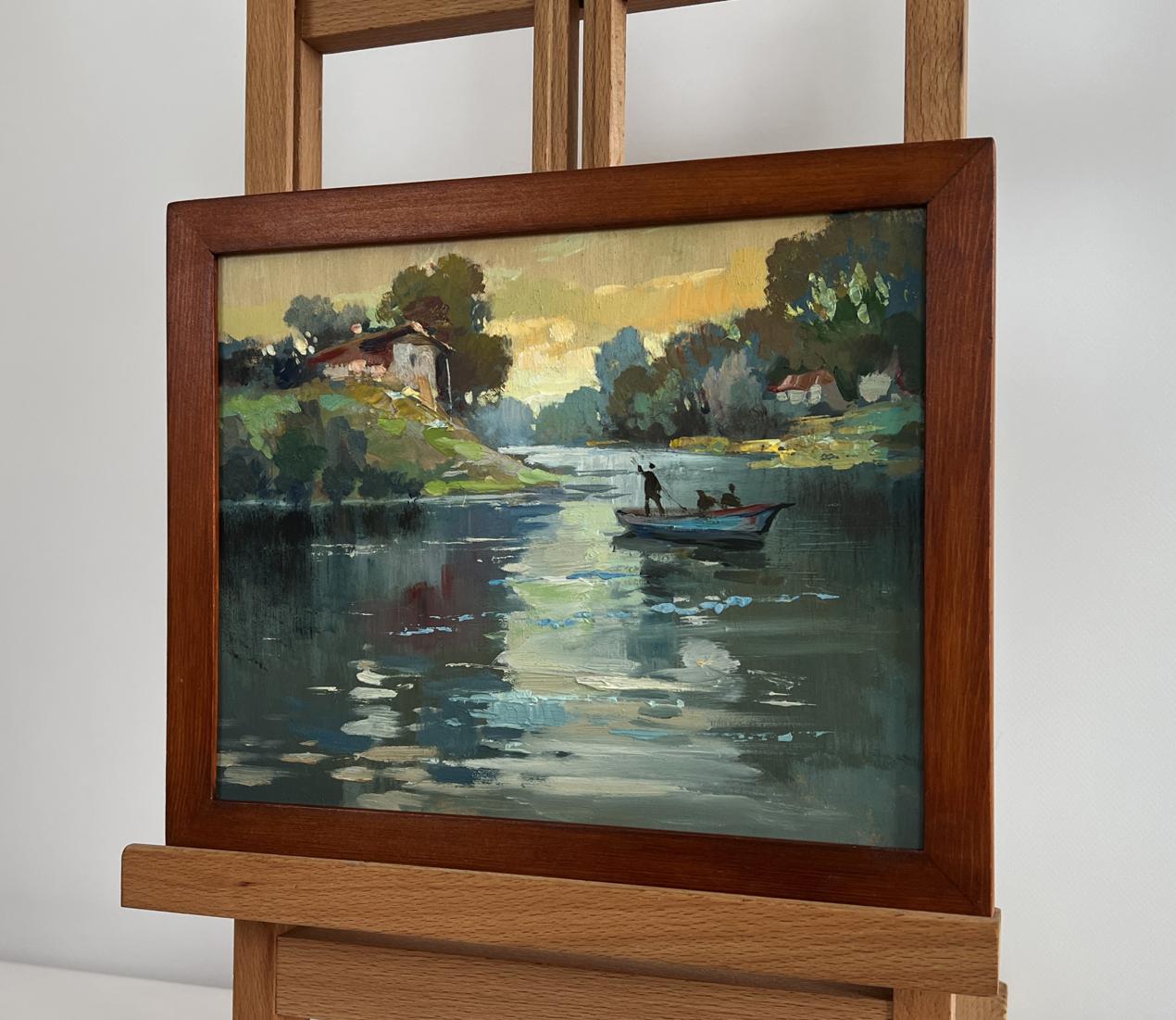 Rustic oil painting Love and the reflection of the sun by Yuriy Suprunchuk river scene