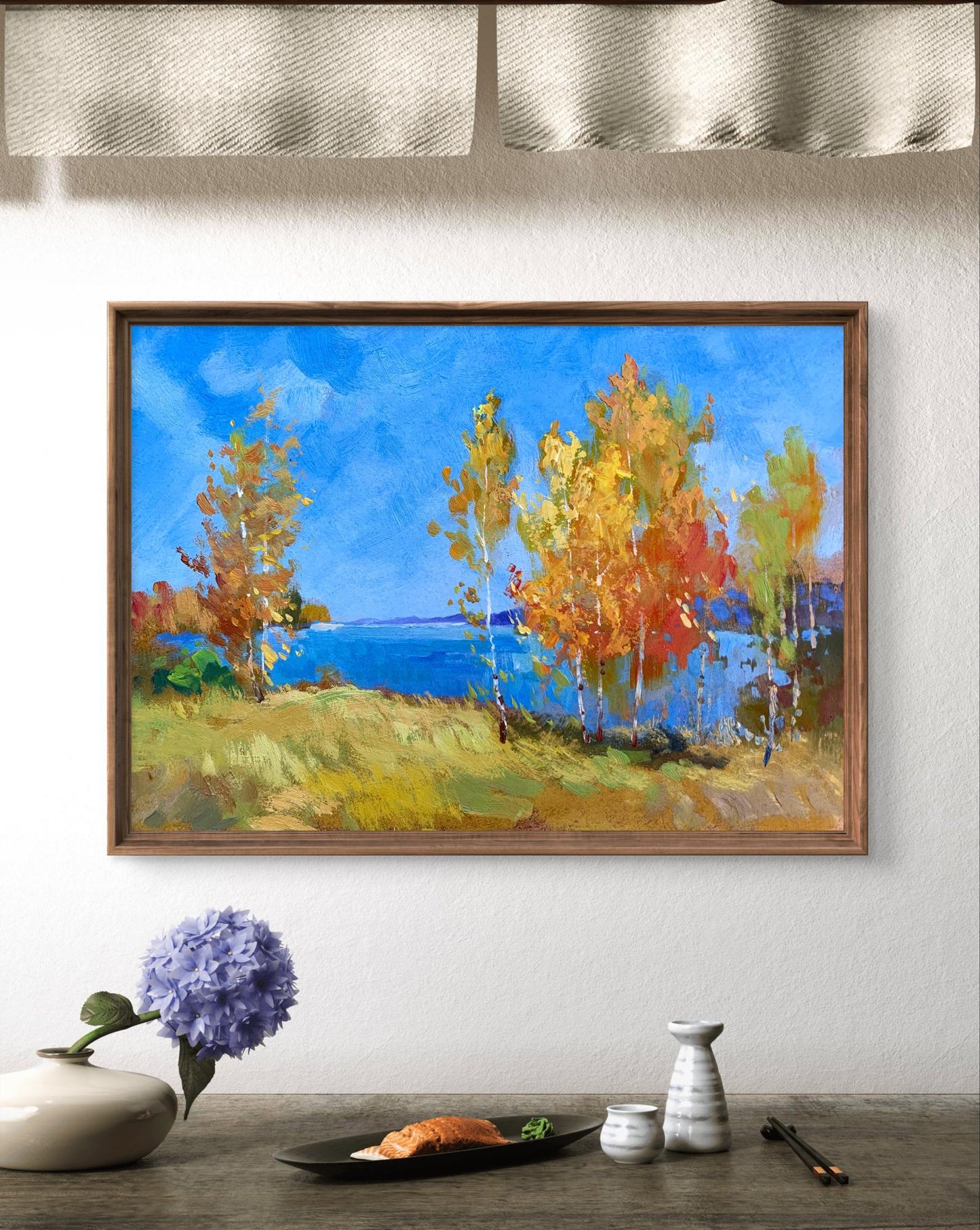 Framed impressionist oil painting Early autumn morning by Yuriy Suprunchuk