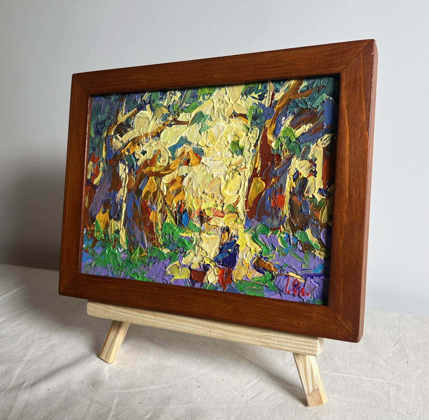 Oil painting Walking in the old park by Oleksiy Ivanyuk in wooden frame