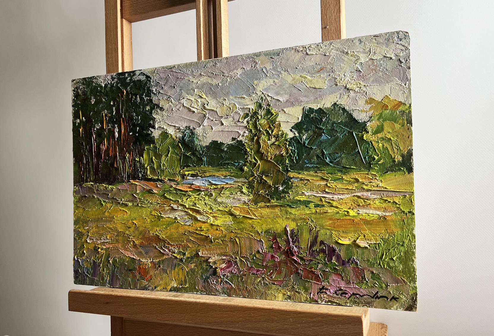 Oil painting In the summer forest by Boris Serdyuk, textured impasto landscape