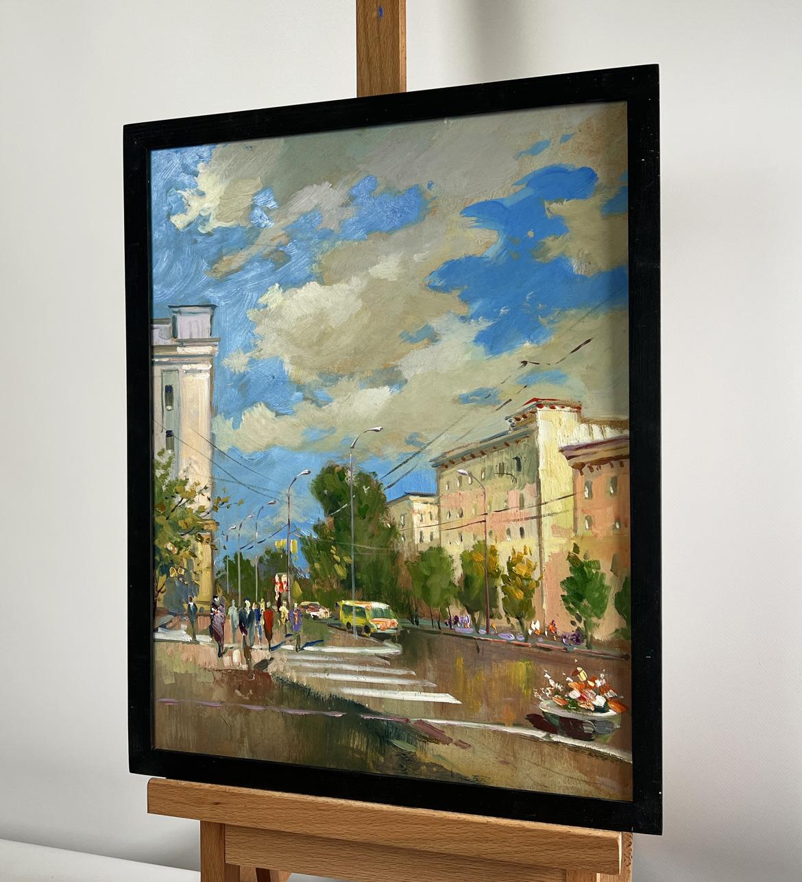 Oil painting Summer rhythm of the city by Yuriy Suprunchuk street scene