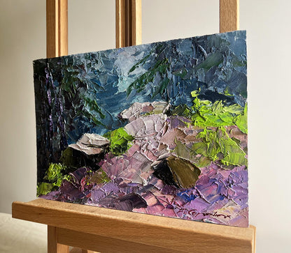 Oil painting Path in the forest by Boris Serdyuk on wooden easel