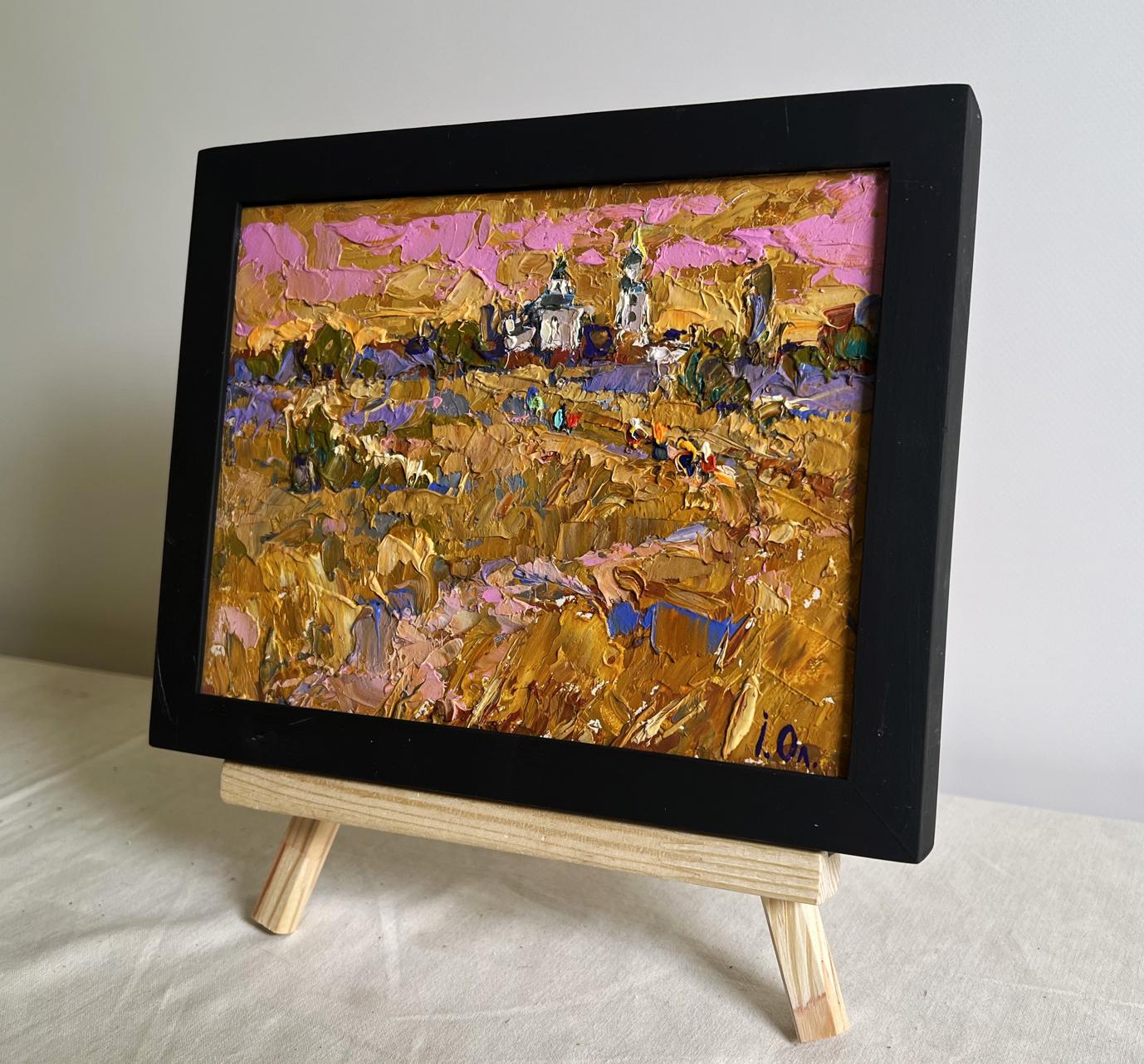 Oil painting Autumn steppes by Oleksiy Ivanyuk in black frame