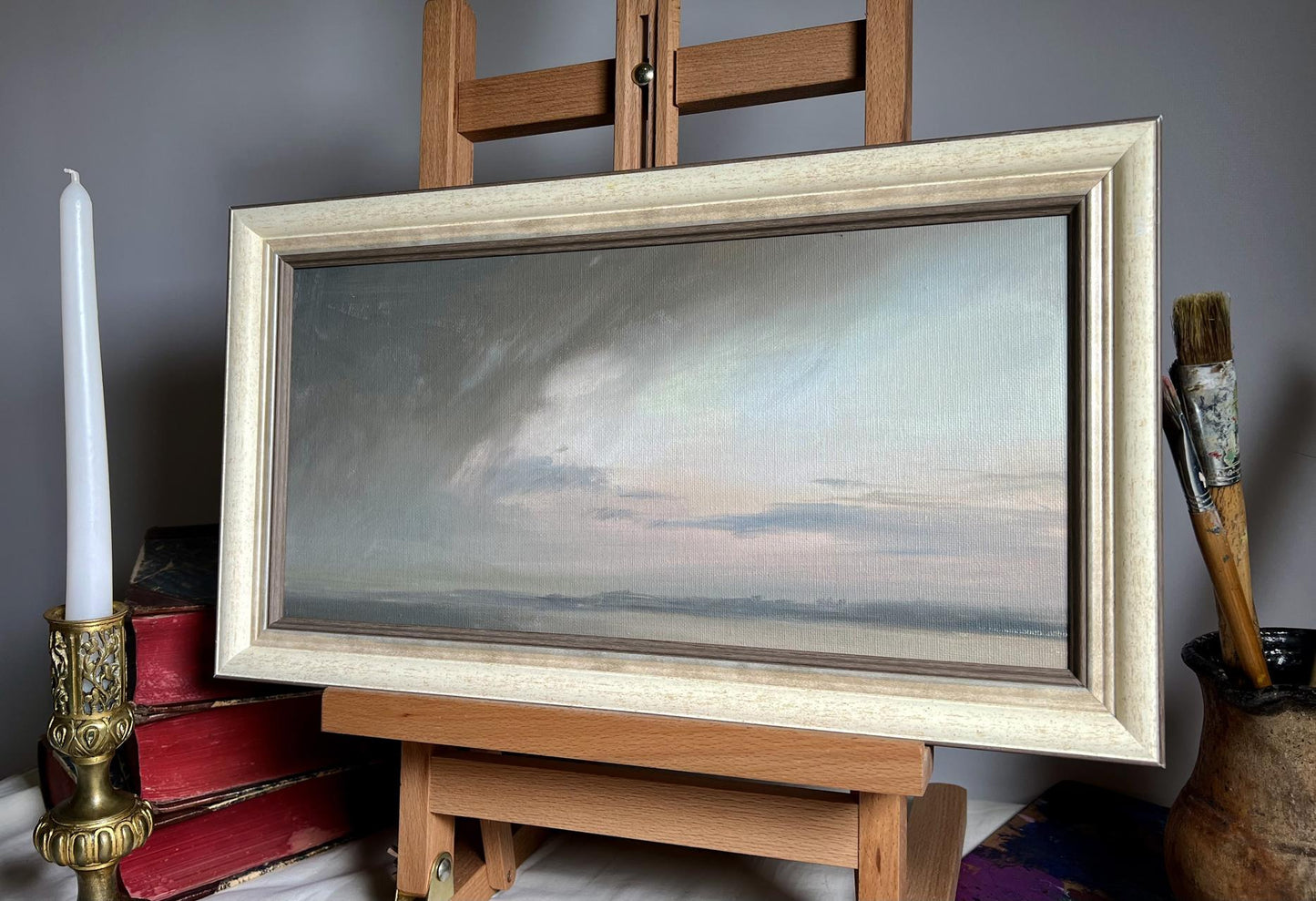 Oil painting A storm is coming by Tatyana Derdey with serene sky and clouds