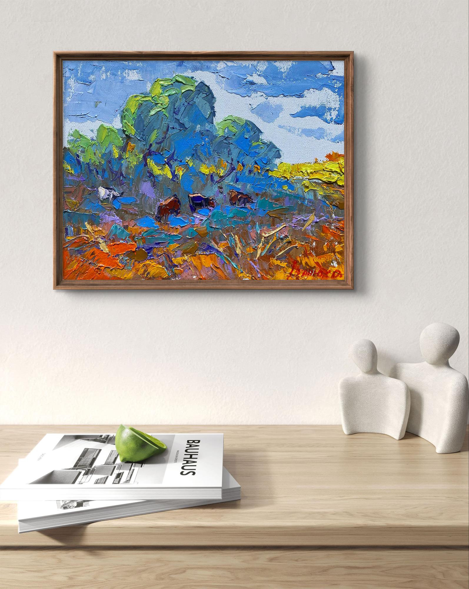 Oleksiy Ivanyuk oil painting The coolness of the evening in rustic frame