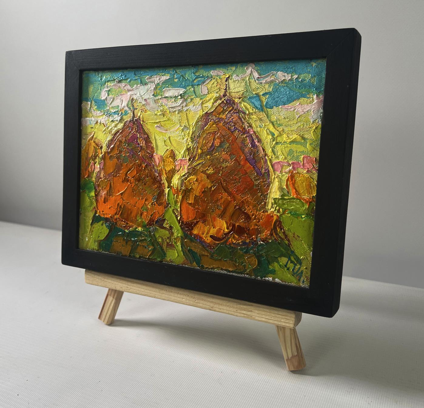 Oil painting Spring peace on the outskirts by Oleksiy Ivanyuk: two orange pears