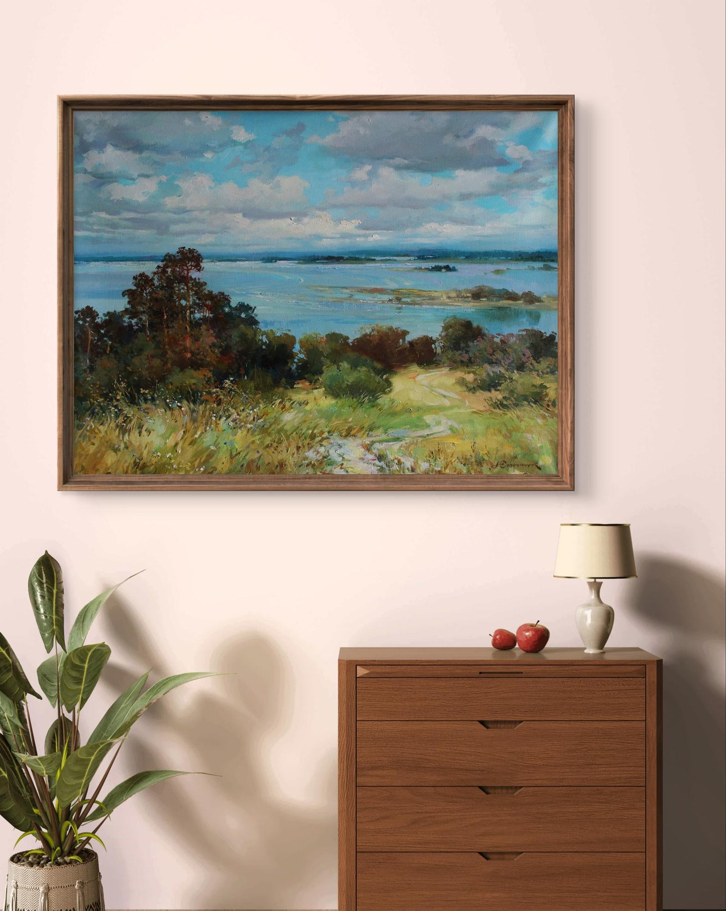 Framed oil painting June’s quiet walls by Yuriy Suprunchuk coastal scene