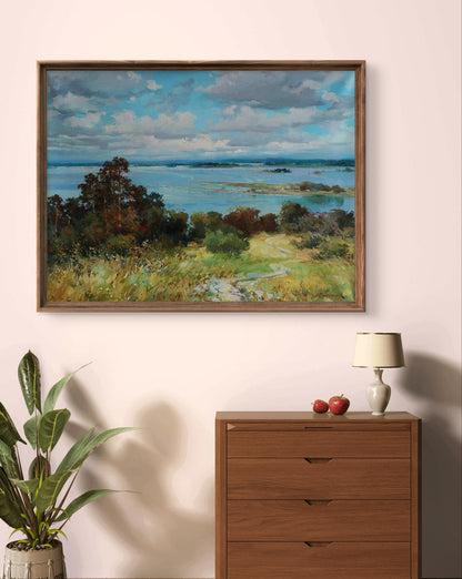 Framed oil painting June’s quiet walls by Yuriy Suprunchuk coastal scene