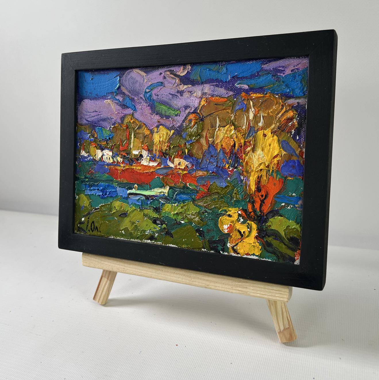 Oil painting Under yellow leaves by Oleksiy Ivanyuk in black frame