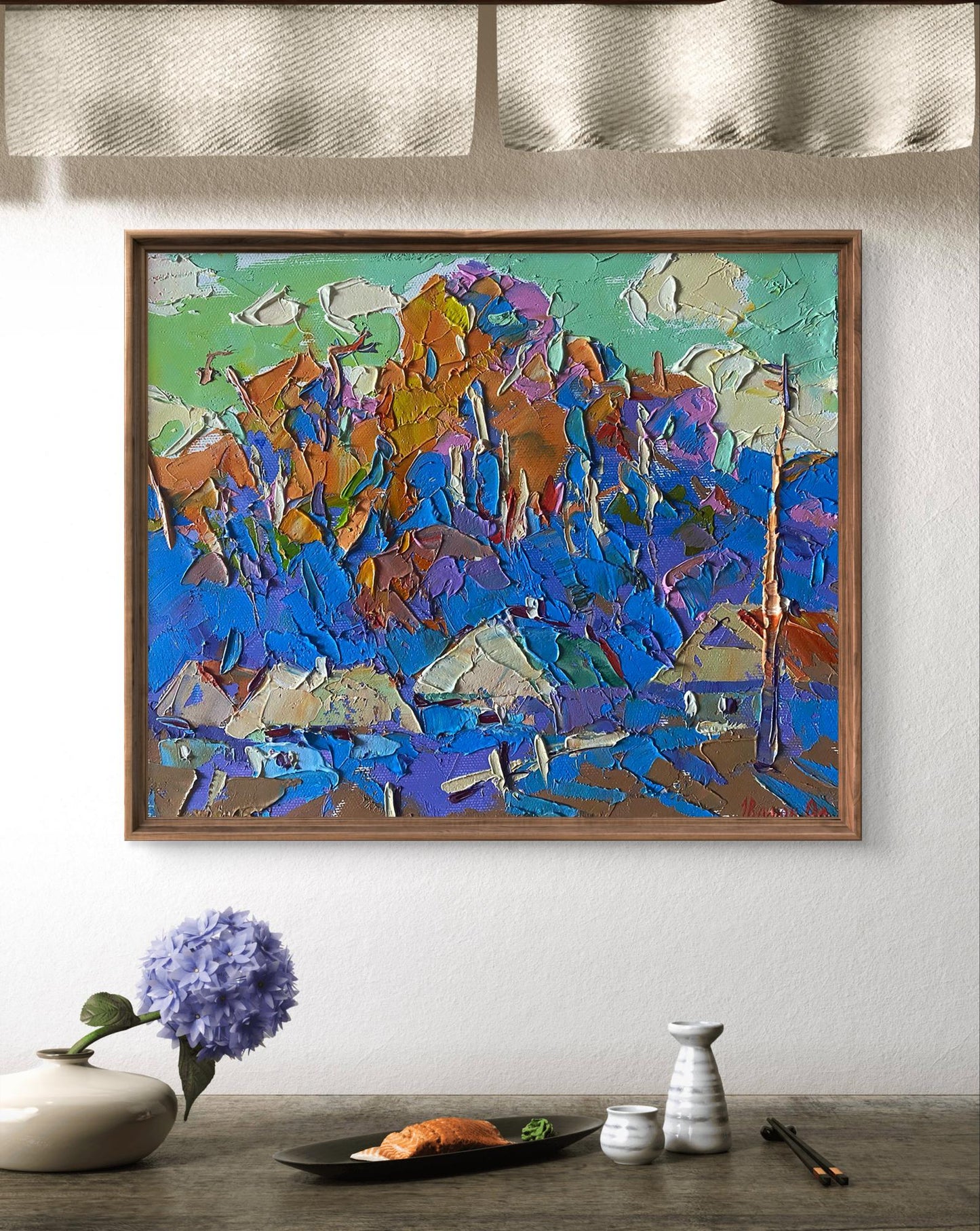 Oil painting Village in the shadow of the forest by Oleksiy Ivanyuk
