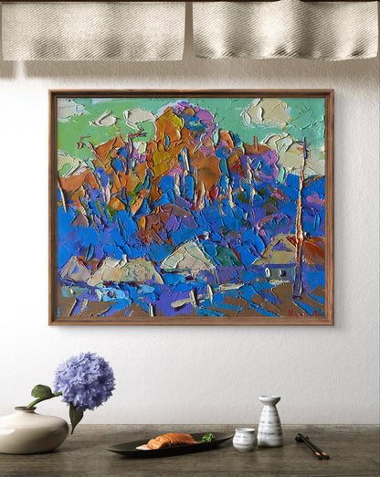 Oil painting Village in the shadow of the forest by Oleksiy Ivanyuk
