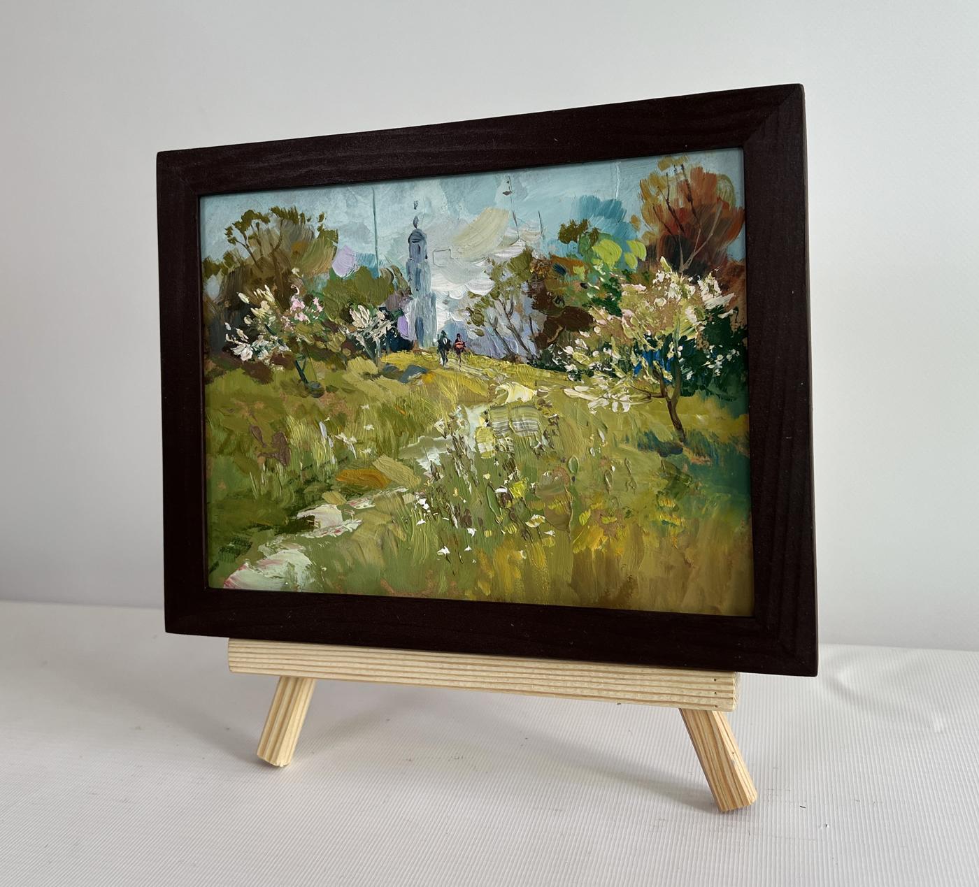 Oil painting The road to the church by Yuriy Suprunchuk pastoral landscape