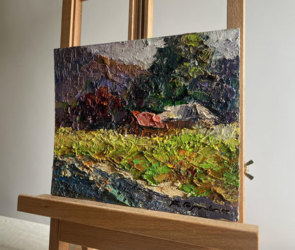 Oil painting Autumn in the mountains by Boris Serdyuk impasto landscape