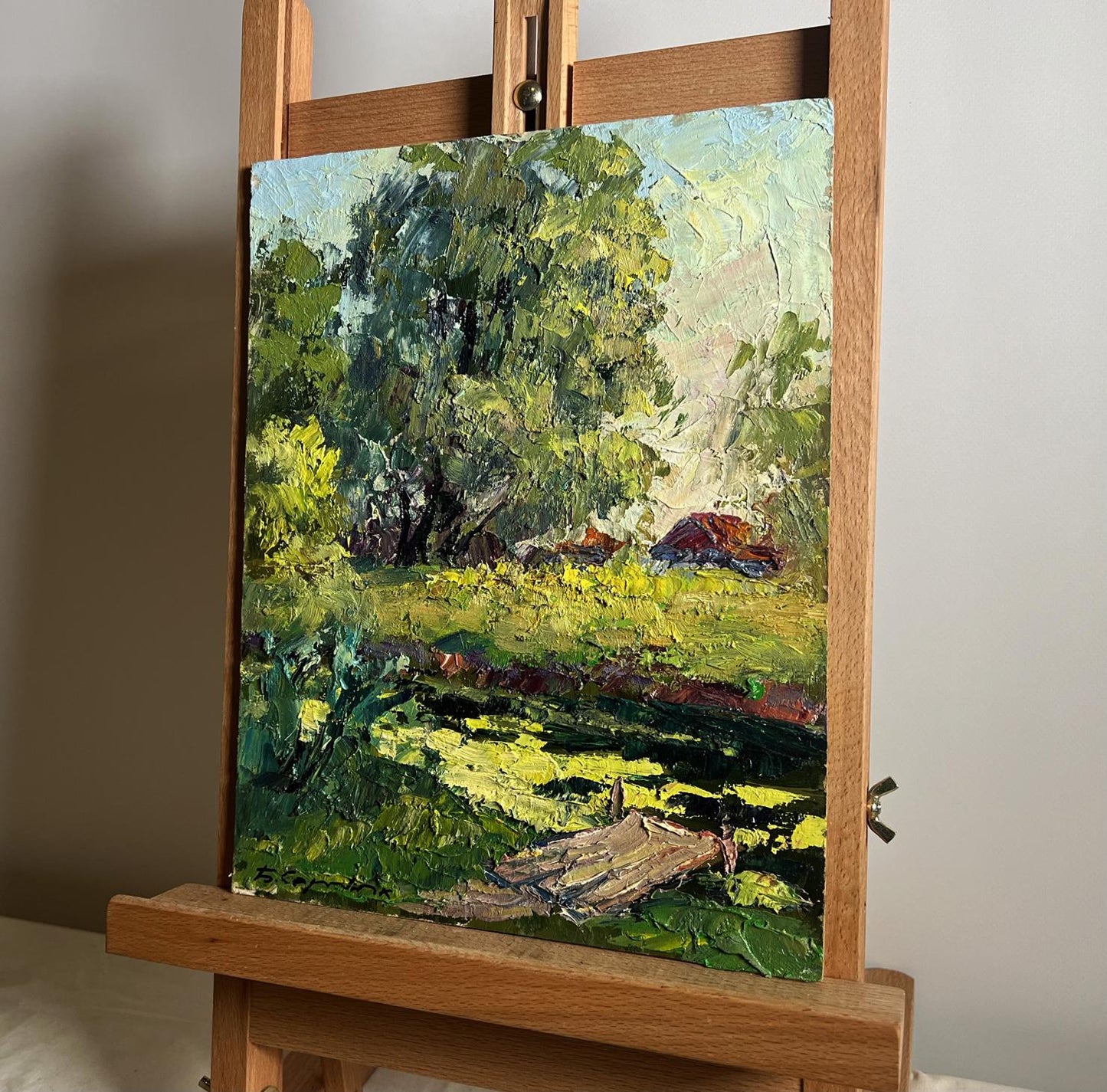 Oil painting Enjoying the Silence by Boris Serdyuk, vibrant impressionist landscape