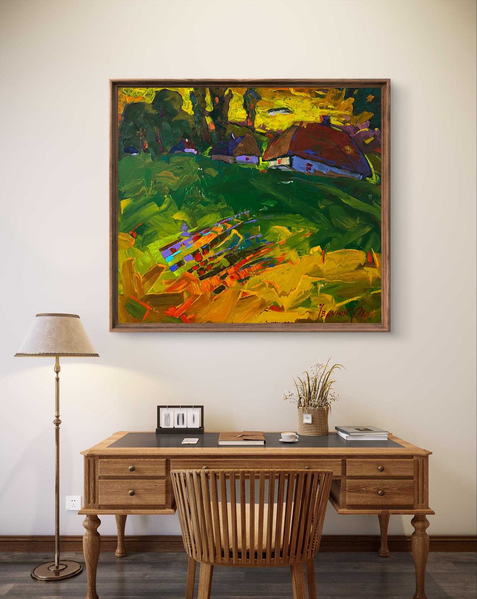 Oil painting Warm evening by Oleksiy Ivanyuk in rustic frame