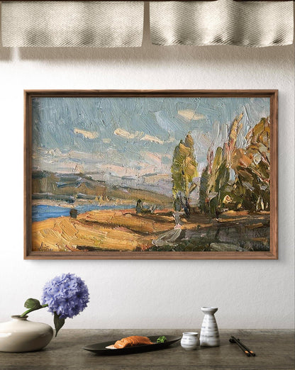 Oil painting Autumn Days by Oleksandr Andreev in wooden frame