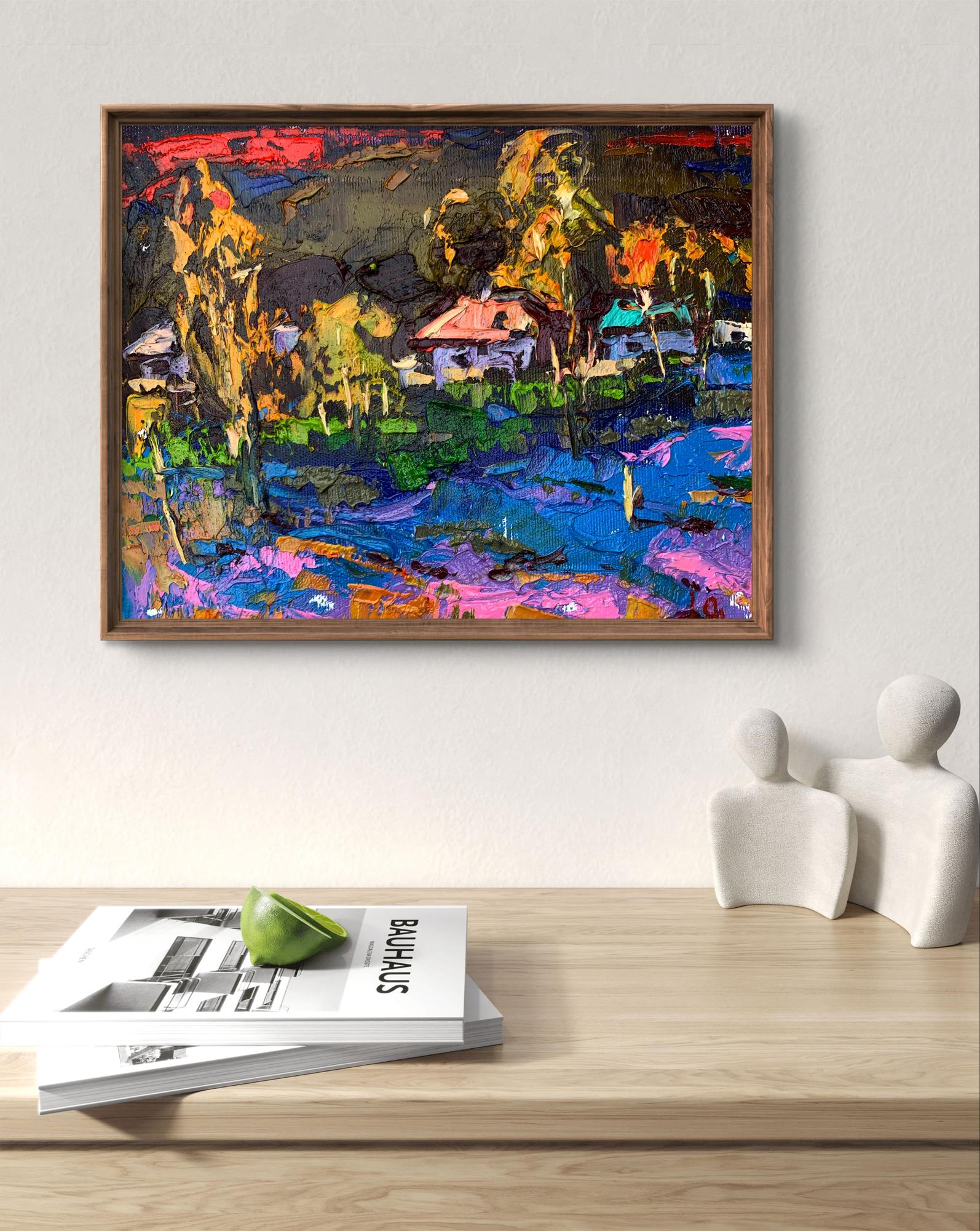 Oil painting Night has come by Ivanyuk Oleksiy in wooden frame