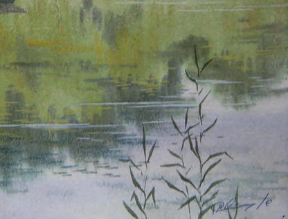 Watercolor painting of fishing man on boat by Valery Savenets
