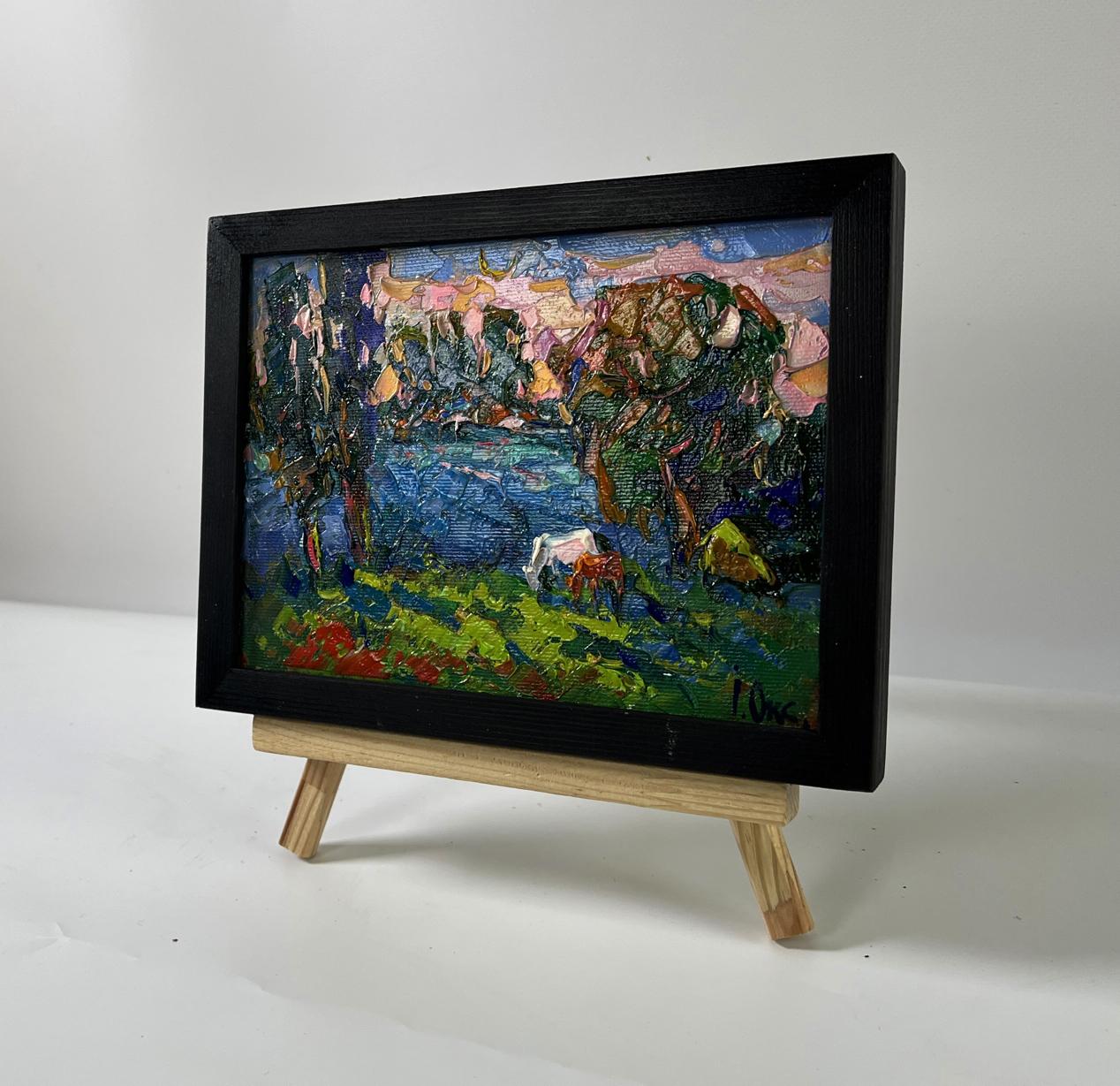 Oil painting Morning nature by Oksana Ivanyuk in black frame