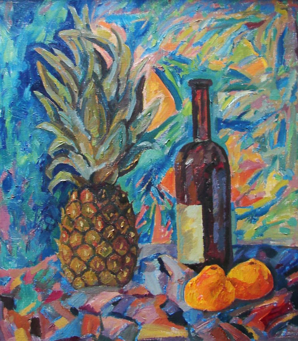 Oil painting Still life with pineapple by Tatyana Shulyak