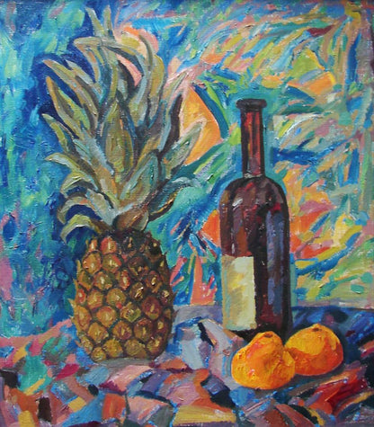 Oil painting Still life with pineapple by Tatyana Shulyak