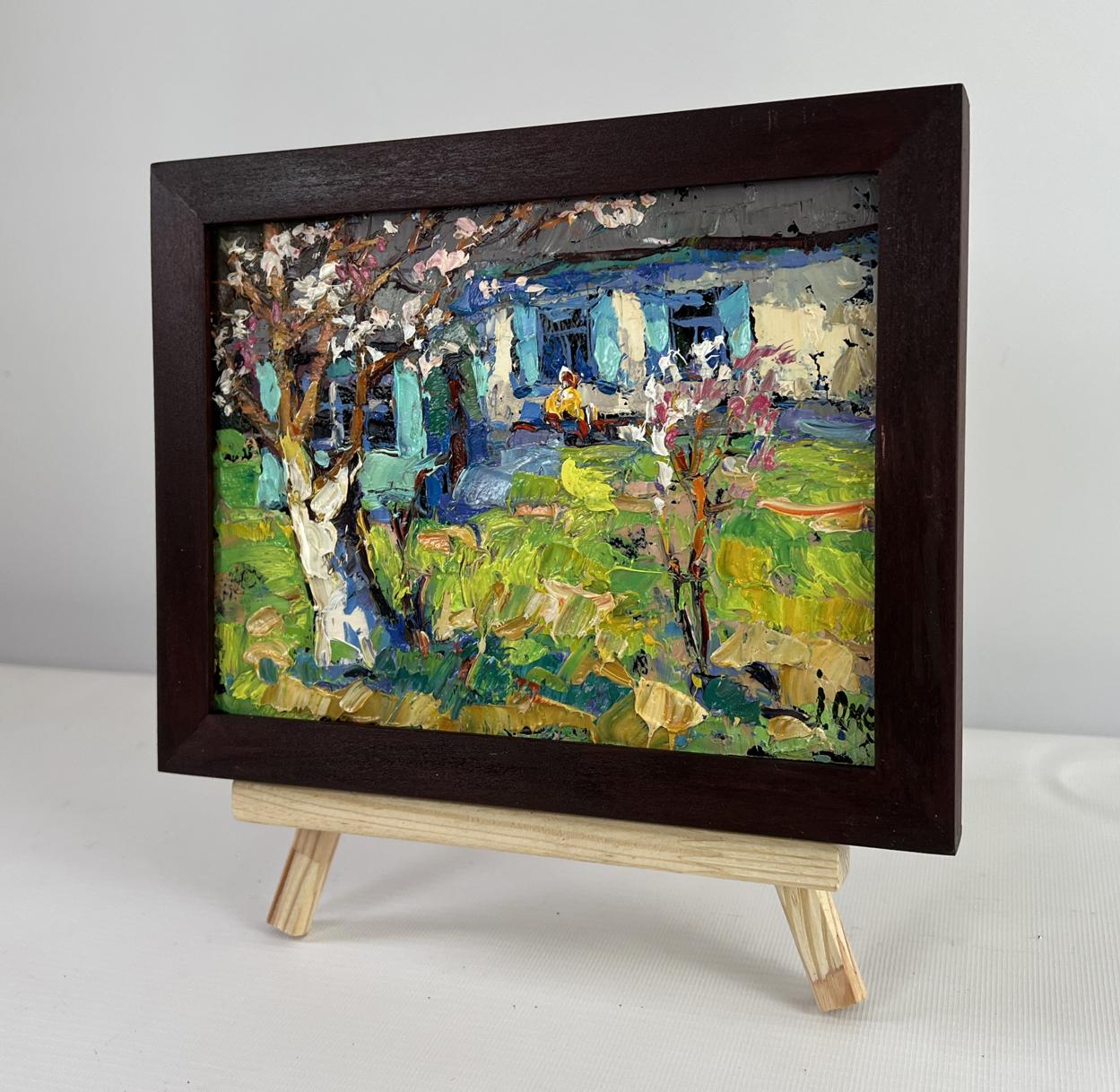 Oil painting Silence and sun in the yard by Oksana Ivanyuk garden scene