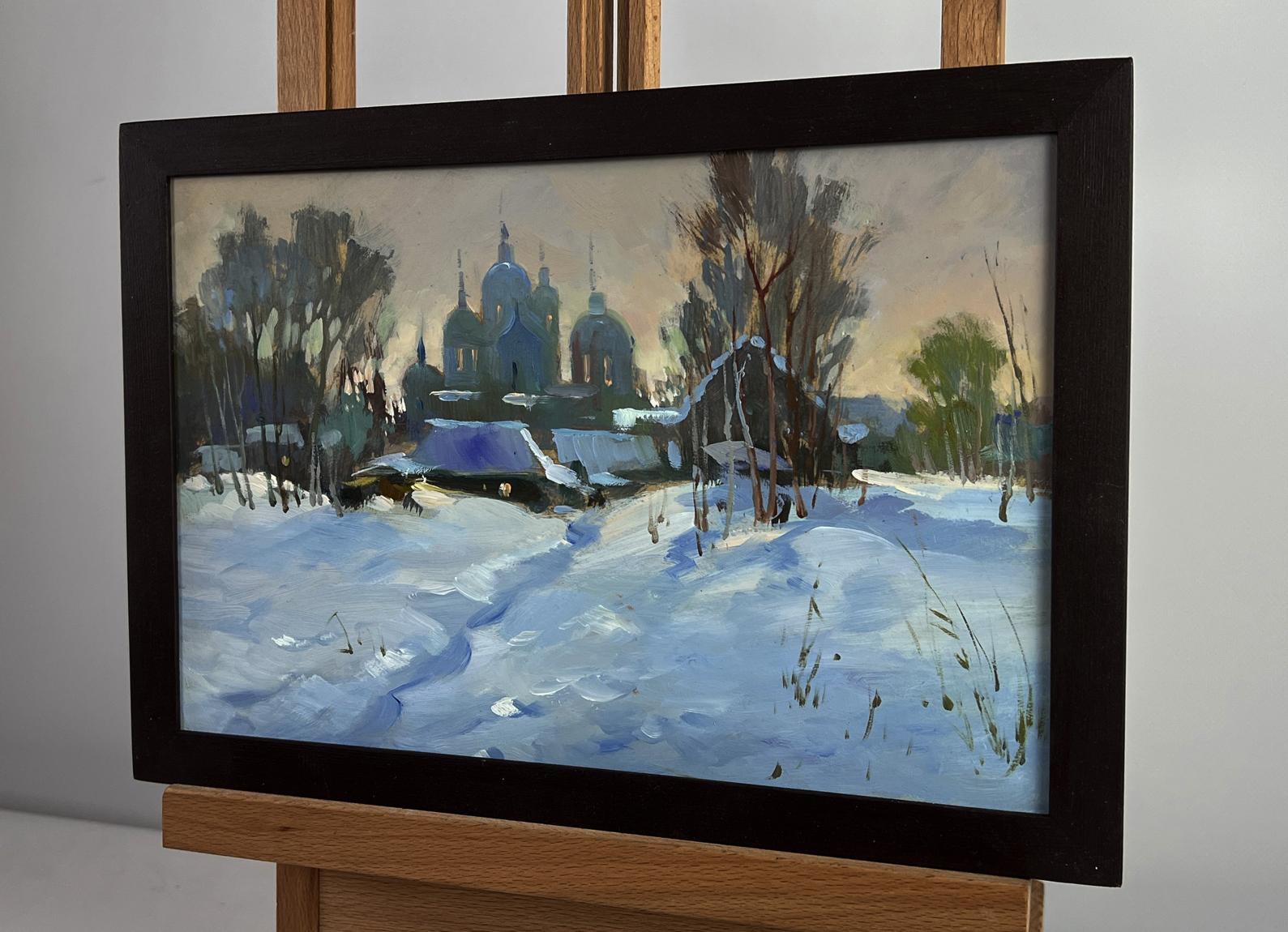 Oil painting View of the monastery in the evening by Yuriy Suprunchuk, framed