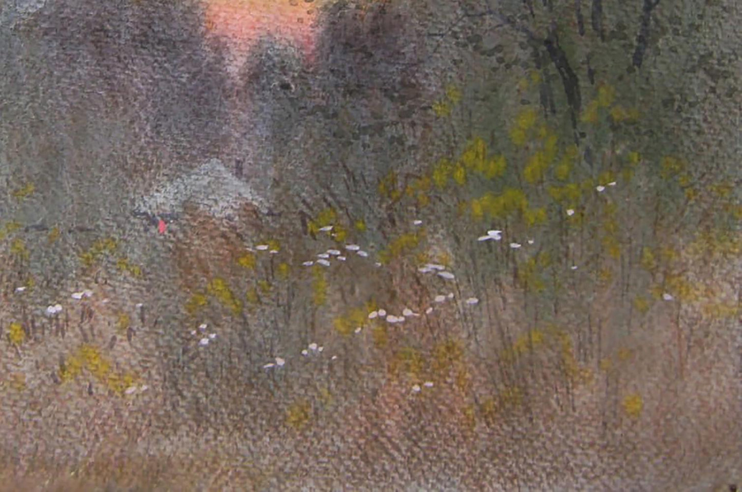 Watercolor painting Autumn evening in the village by Valery Savenets