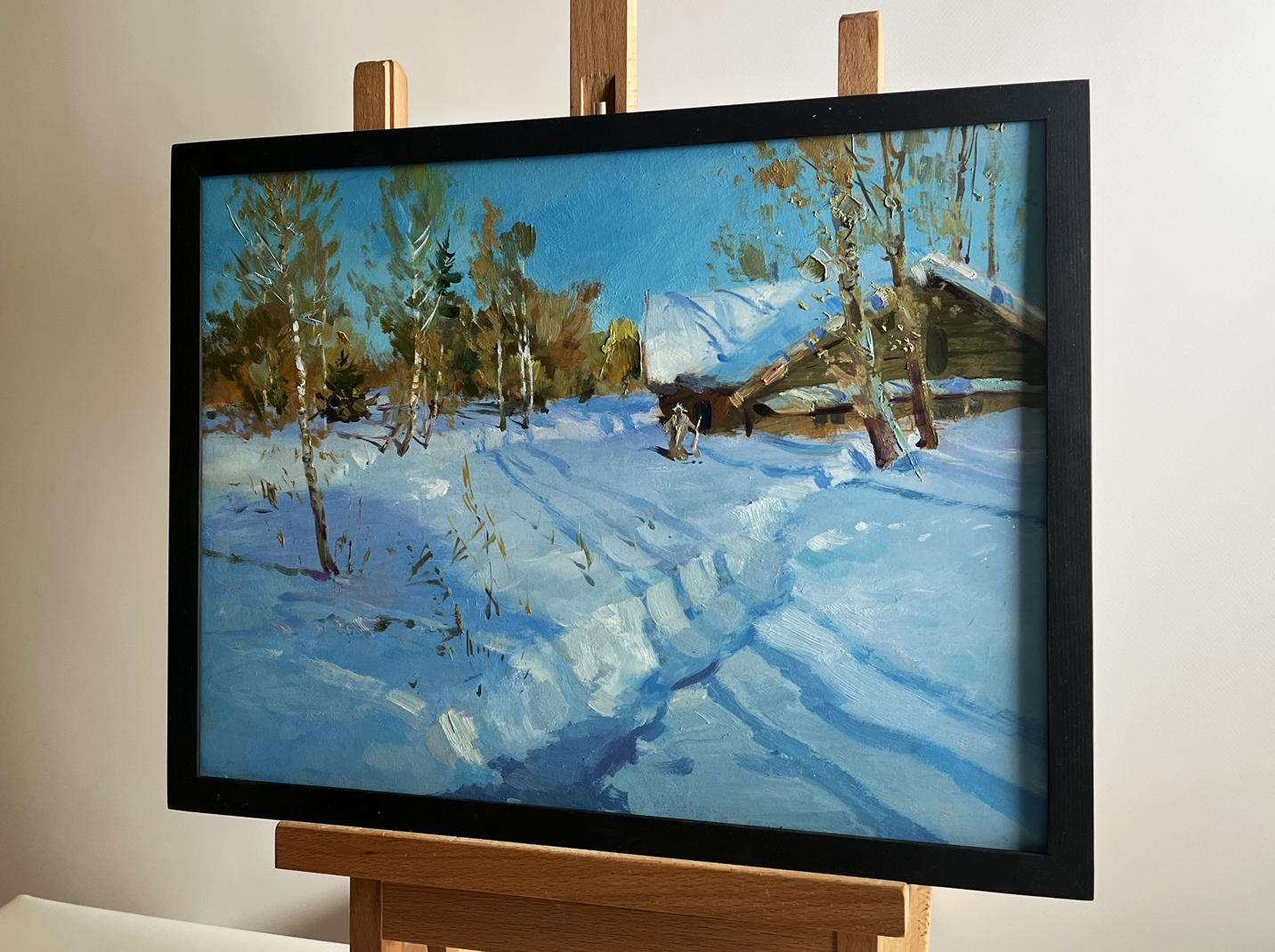 Framed oil painting After the Night Snowfall by Yuriy Suprunchuk
