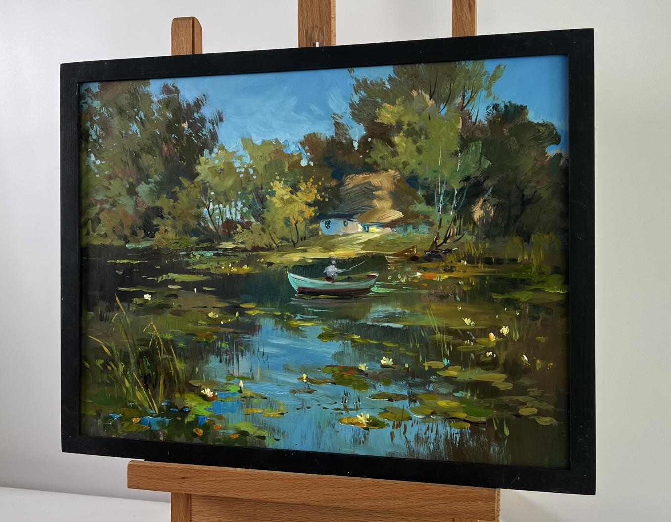 Oil painting Quiet fishing by Yuriy Suprunchuk: serene lakeside scene
