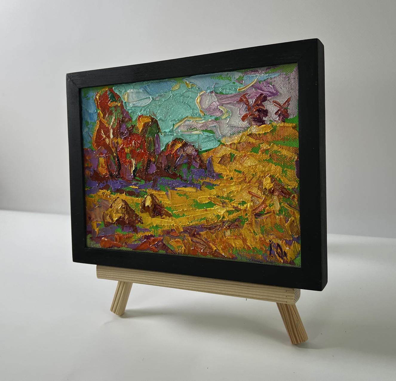 Oil painting Autumn nature by Oleksiy Ivanyuk in black frame