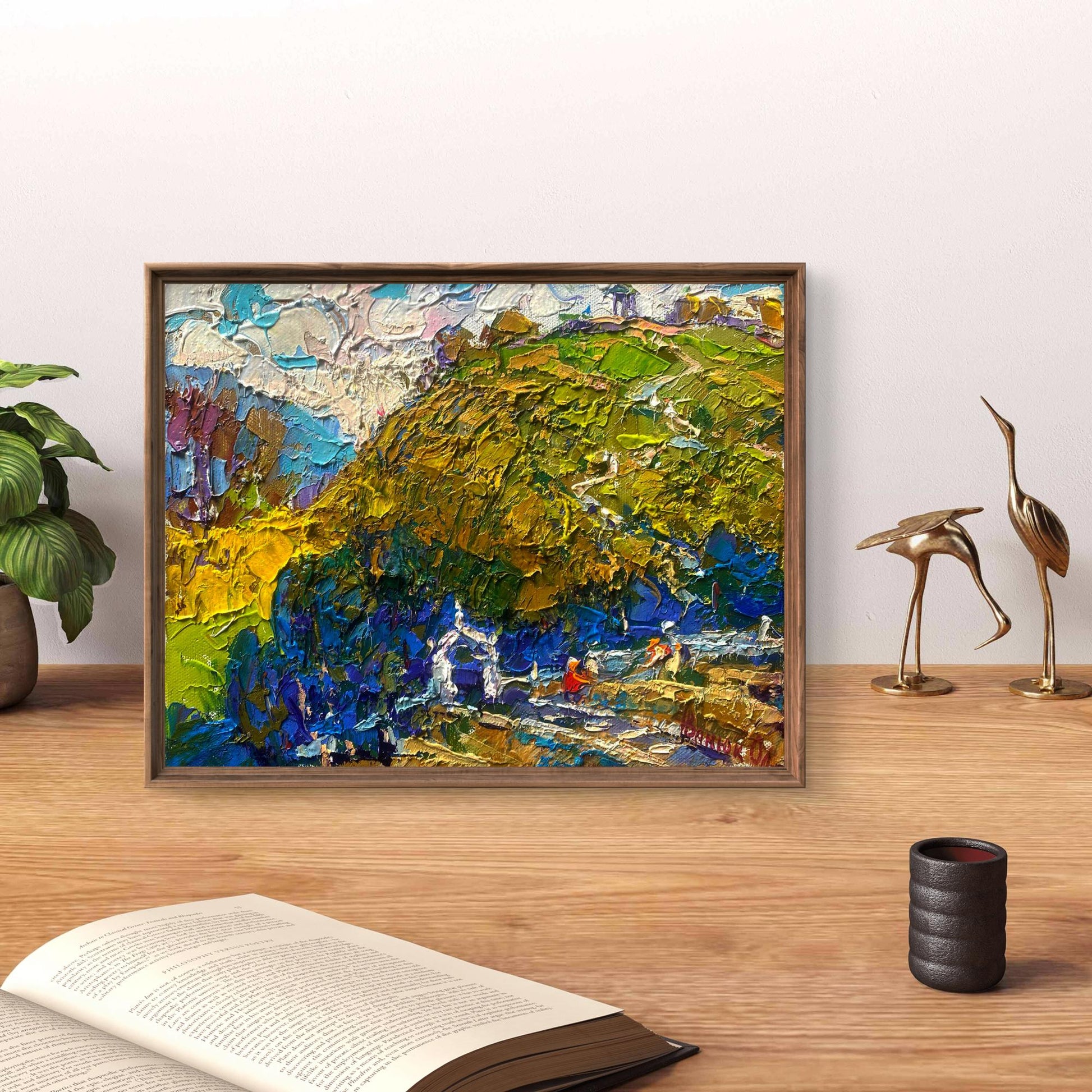 Oil painting The hillfort hides the secrets by Oleksiy Ivanyuk in wooden frame
