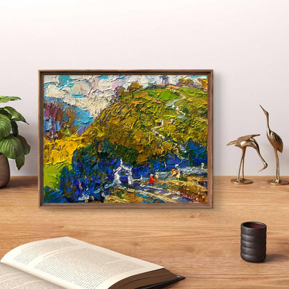 Oil painting The hillfort hides the secrets by Oleksiy Ivanyuk in wooden frame