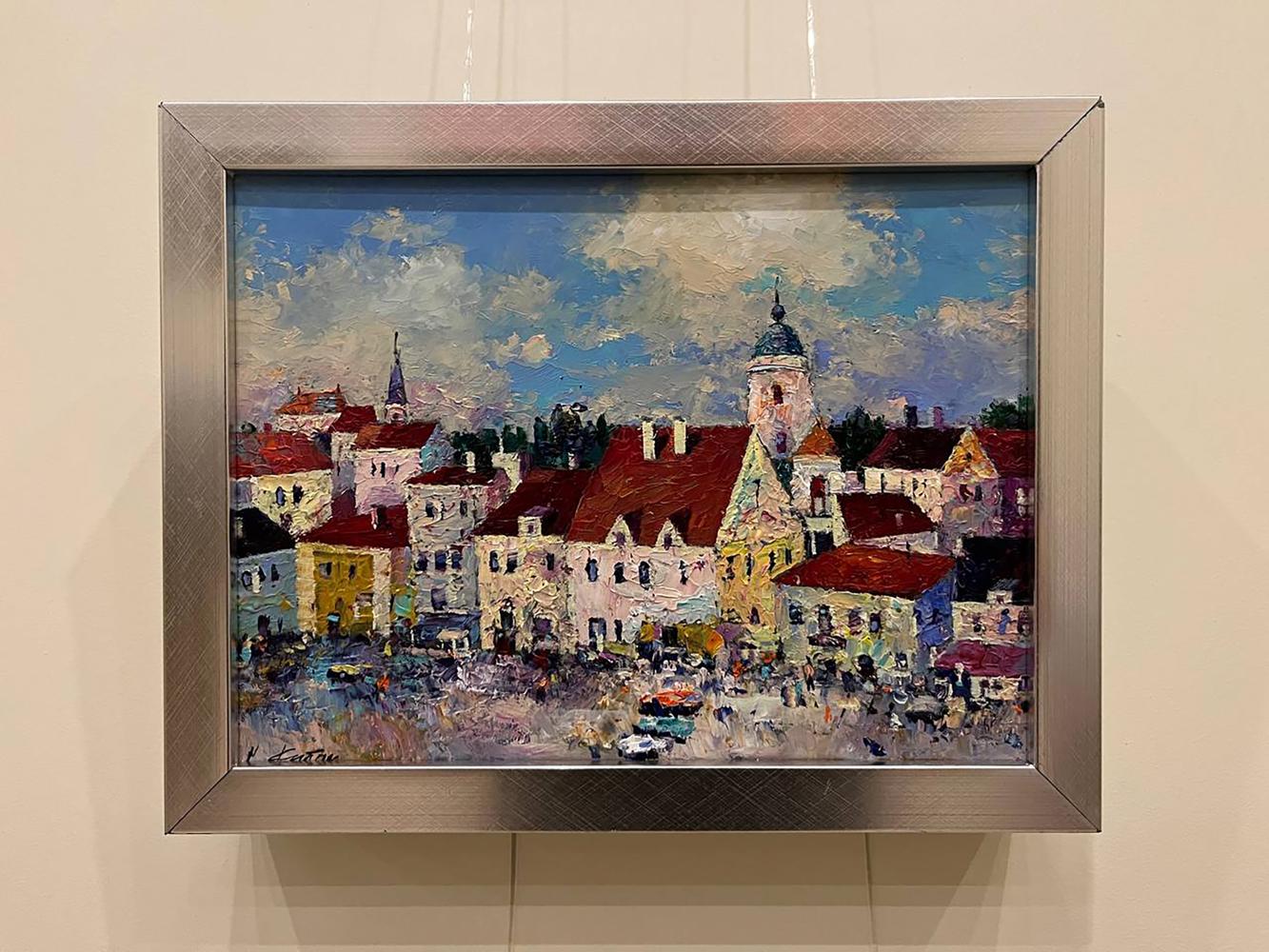 Oil painting The center of the European city by Serhiy Rybak