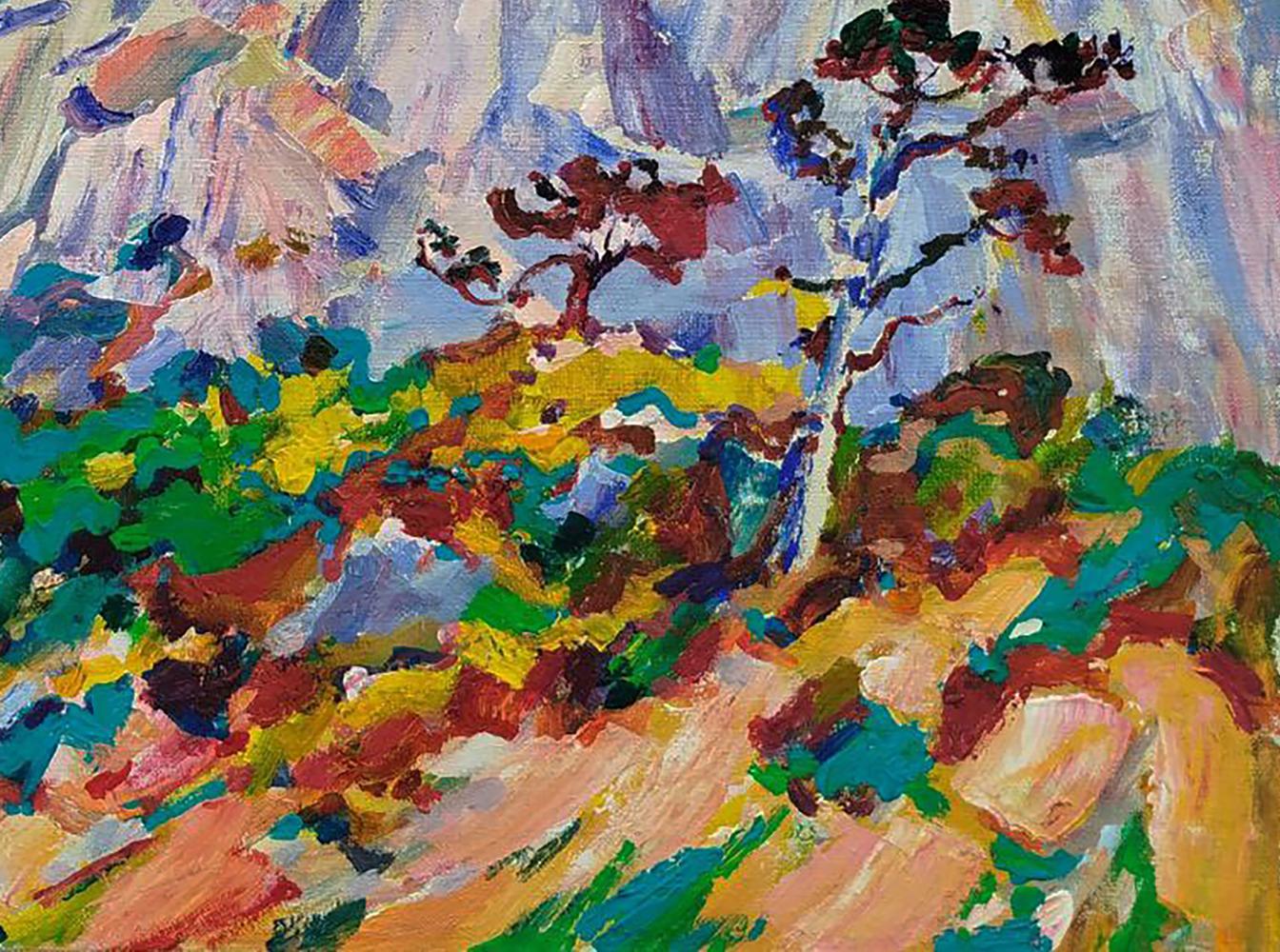 Vibrant acrylic painting White mountain by Leonid Pavlenko