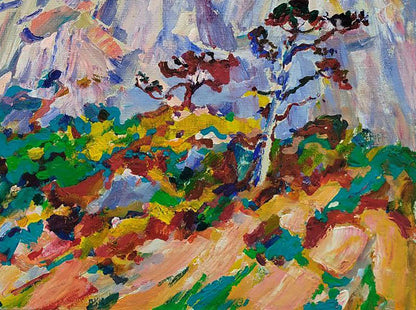 Vibrant acrylic painting White mountain by Leonid Pavlenko