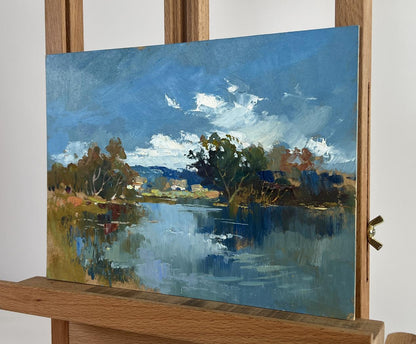 Oil painting Reflection of Nature by Yuriy Suprunchuk lakeside scene