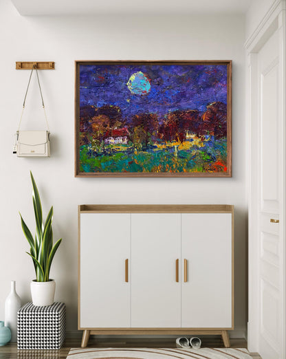 Oil painting Moonlit night in the village by Oleksiy Ivanyuk
