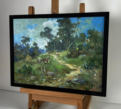 Oil painting Summer day in the forest by Yuriy Suprunchuk in black frame