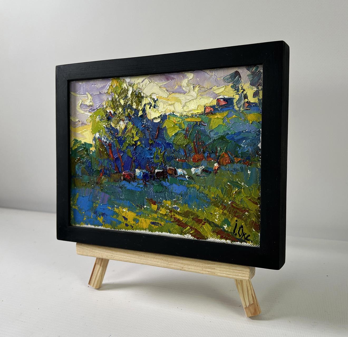 Oil painting Quiet Morning by Oksana Ivanyuk in black frame