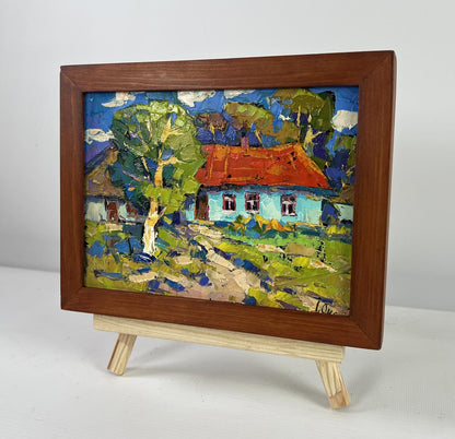 Oil painting Village under summer by Oksana Ivanyuk rustic countryside scene