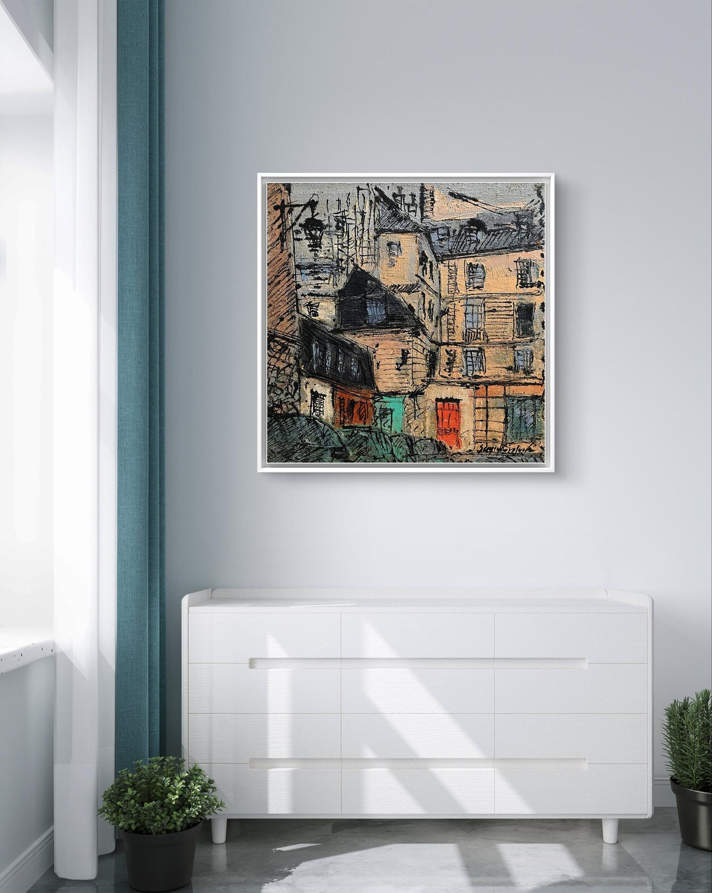 Framed sketch-style oil painting Parisian comfort by Serhiy Kovalev