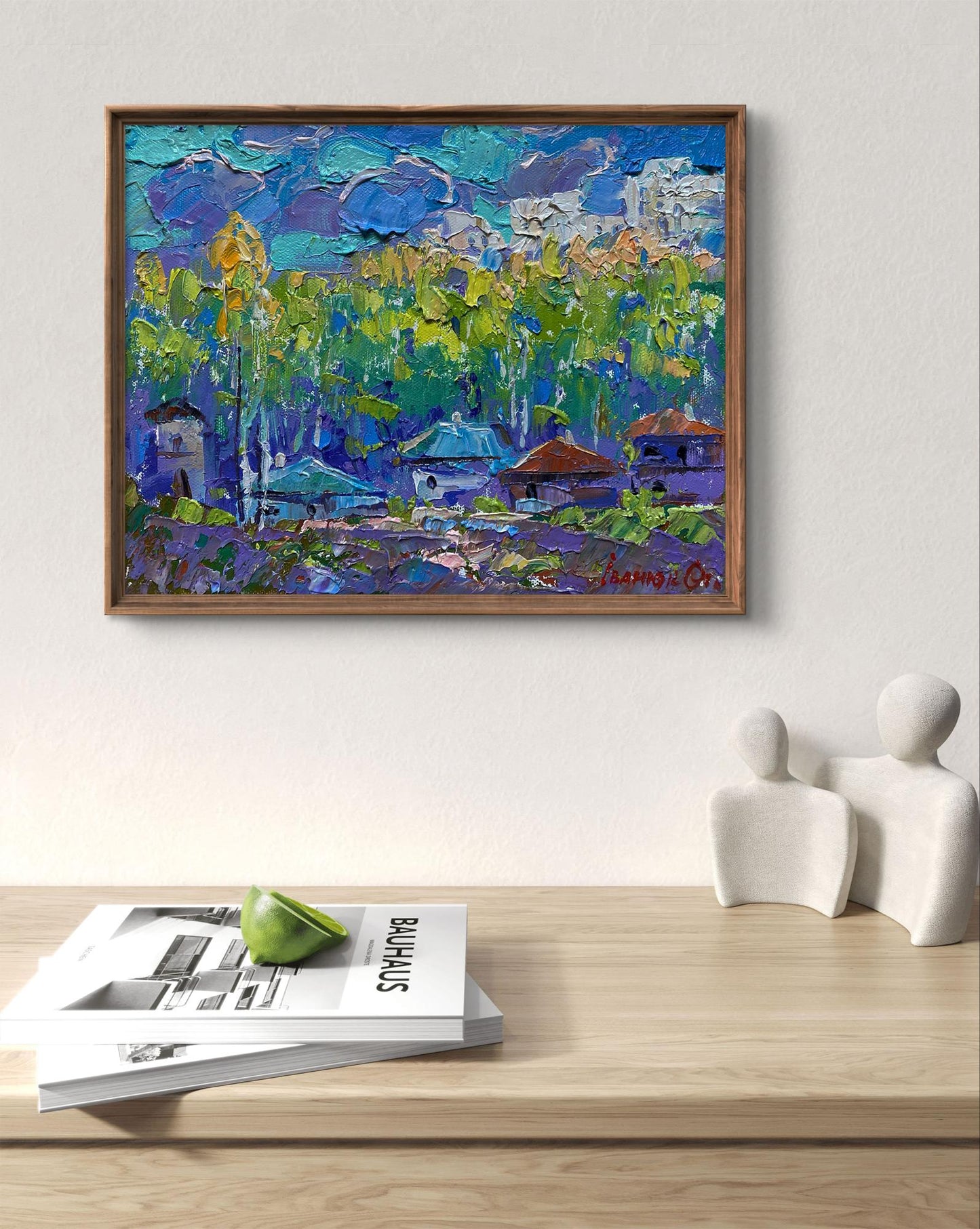 Oil painting Warm summer morning by Oleksiy Ivanyuk in wooden frame